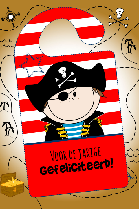 D.I.Y. Stoere verjaardagskaart deurhanger met piraat
