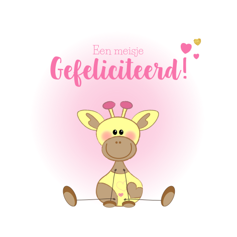 Geboorte Meisje Lief Roze Felicitatie Kaartje Giraffe