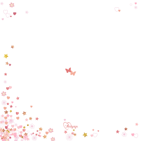 Geboortekaart hart van roze bloemen hartjes en sterren Julia
