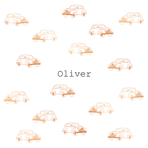 Geboortekaart stijlvol oldtimer patroon koperfolie Oliver