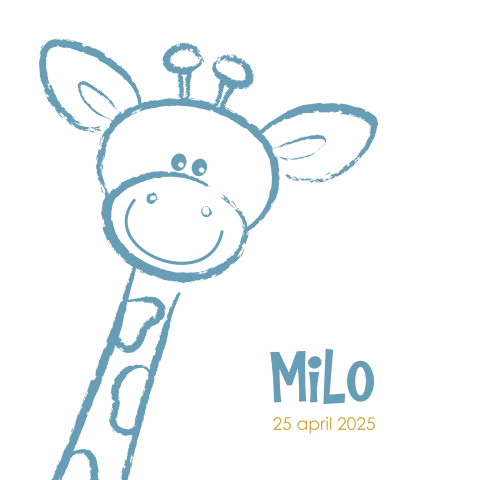 Geboortekaart stoer en lief girafje met sterren Milo