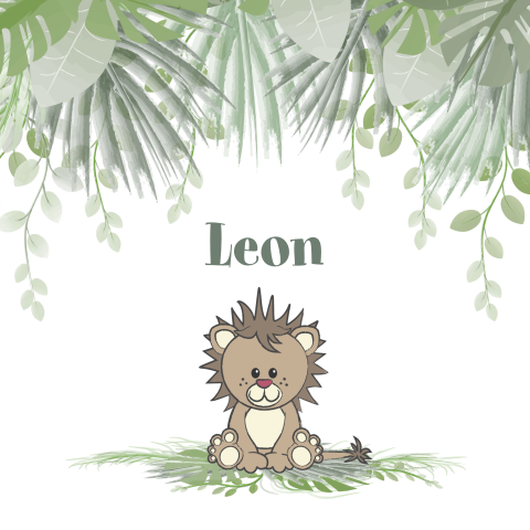 Geboortekaartje botanica lief leeuwtje in de jungle Leon