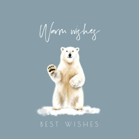 Kerst wenskaart tekening zwaaiende ijsbeer