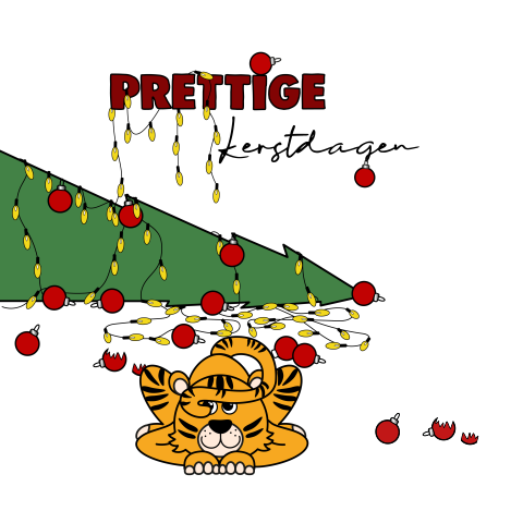 Kerst wenskaart tijgertje kerstboom - Kleurplaat binnenzijde