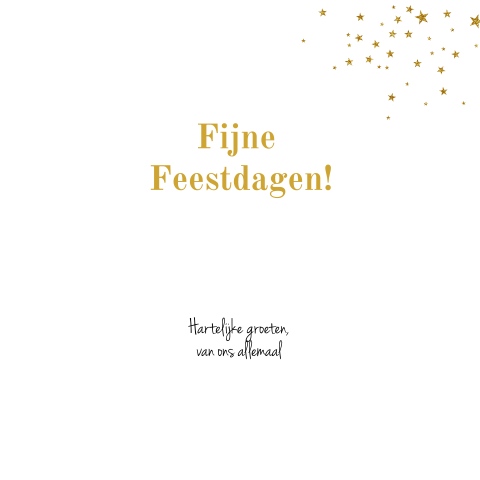 Moderne stijlvolle kerstkaart met goudkleurige glitter tekst
