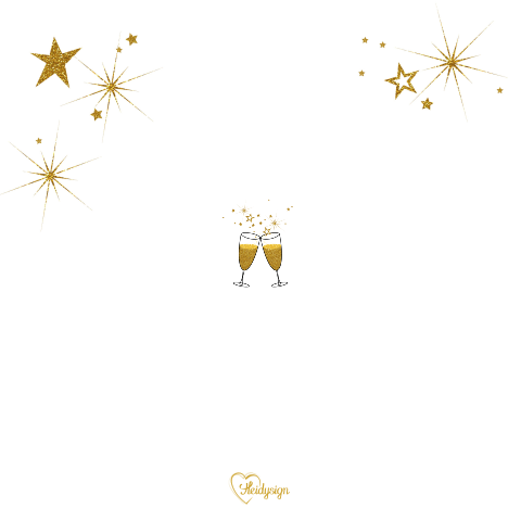 Nieuwjaarskaart gouden sterren en champagne 2022