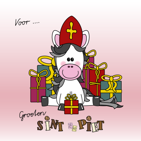 Schattige Sinterklaaskaart Meisje Met Een Sinterklaas Paard