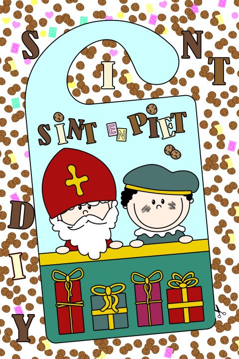 Sinterklaas DIY Deurhanger met een Sint en Piet