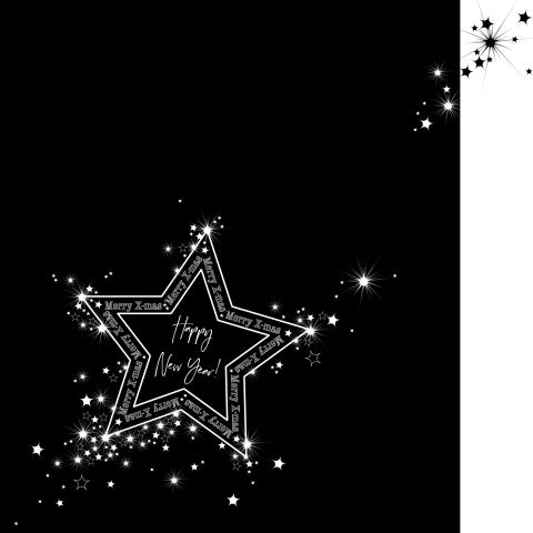 Sprankelende zwarte kerstkaart met witte sterren