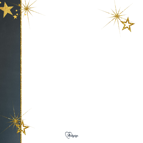 Stijlvolle donker blauwe kerstkaart met foto en gouden sterren