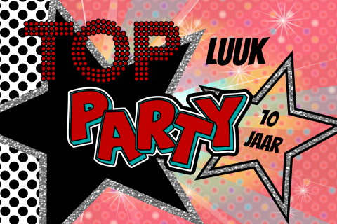 Stoere party uitnodiging voor jongens strip disco en sterren