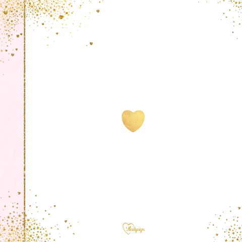 Trouwkaart romantisch en feestelijk met gouden hartjes en sterren