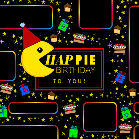 Verjaardagskaart game met smiley HAP-pie Birthday