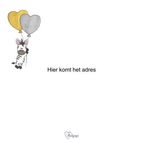 Verjaardagskaart wolken en zebra met ballon 1 jaar