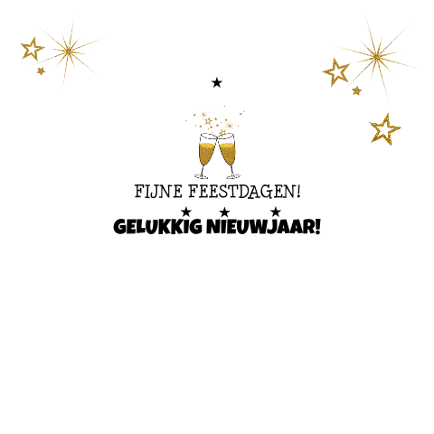 Wenskaart Nieuwjaar gouden sterren en champagne 2022