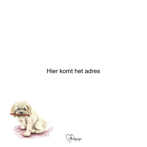 Wenskaart met een tekening van een lief hondje