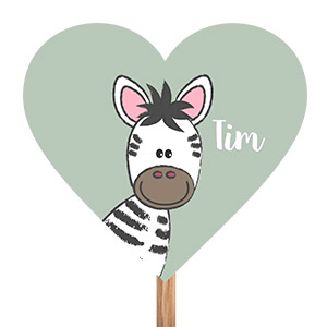 Tuinbord in de vorm van een hartje met een zebra