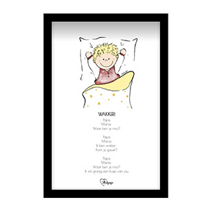 Poster cutie Gedichtje en tekening peutertje in zijn bedje