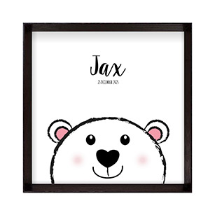 Geboorteposter zwart-wit met een lief stoer ijsbeertje Jax