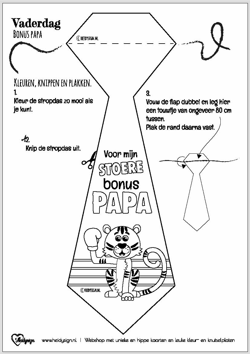 DIY gratis te downloaden kleurplaat met stropdas voor een bonus papa.