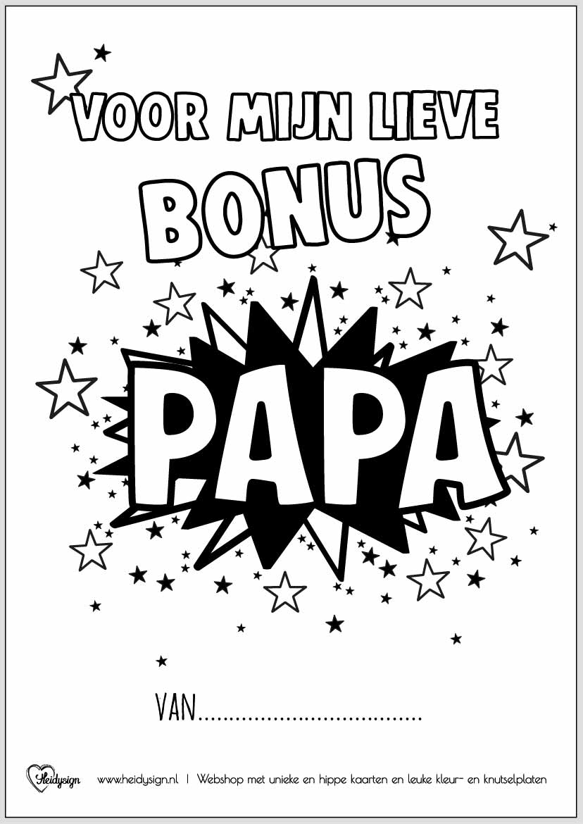 Kleurplaat voor een bonus papa met sterren.