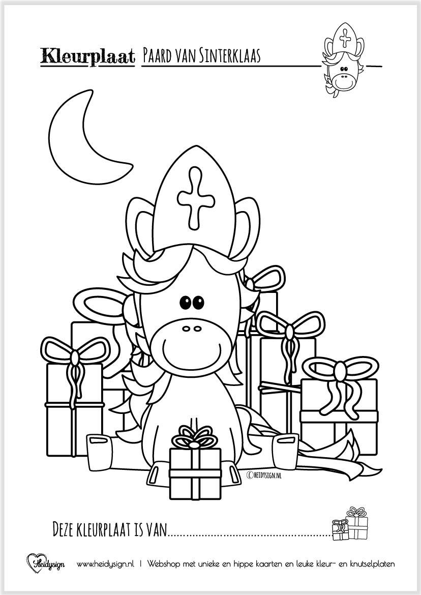 Sinterklaas gratis te downloaden kleurplaat Sint unicorn