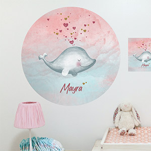 Behangcirkel met dolfijn voor een meisjes slaapkamer